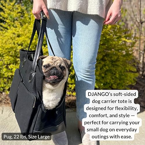 Miniatura 6 de DJANGO Bolsa de lona encerada y cuero para perros, bolsa de viaje para perros de alta calidad con correa de seguridad, forro WR y bolsillos grandes