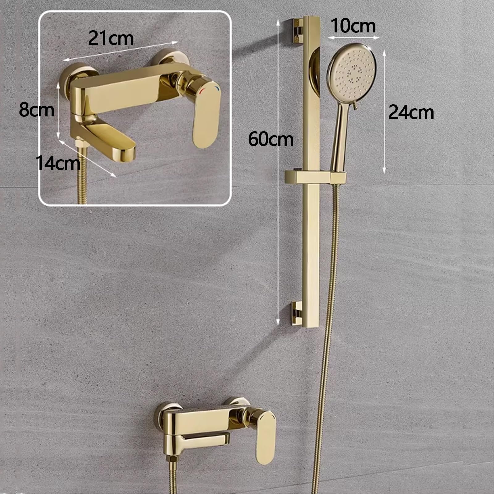 Colonna Doccia con Miscelatore Oro Rotante 2 Modalità di Flusso D'acqua Supporto Saliscendi Doccia Regolabile con Doccino per Bagni Domestici e Spazi Commerciali