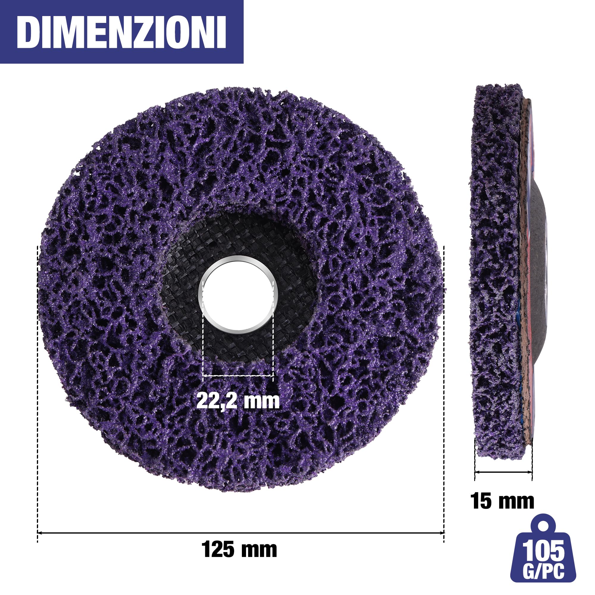 WORKPRO Set da 6 Dischi Abrasivi 125 mm per Smerigliatrice Angolare, Dischi di Pulizia Grossolana per la Rimozione di Ruggine e Vernice, Dischi per Smerigliatrice per Lavori di Sgrossatura