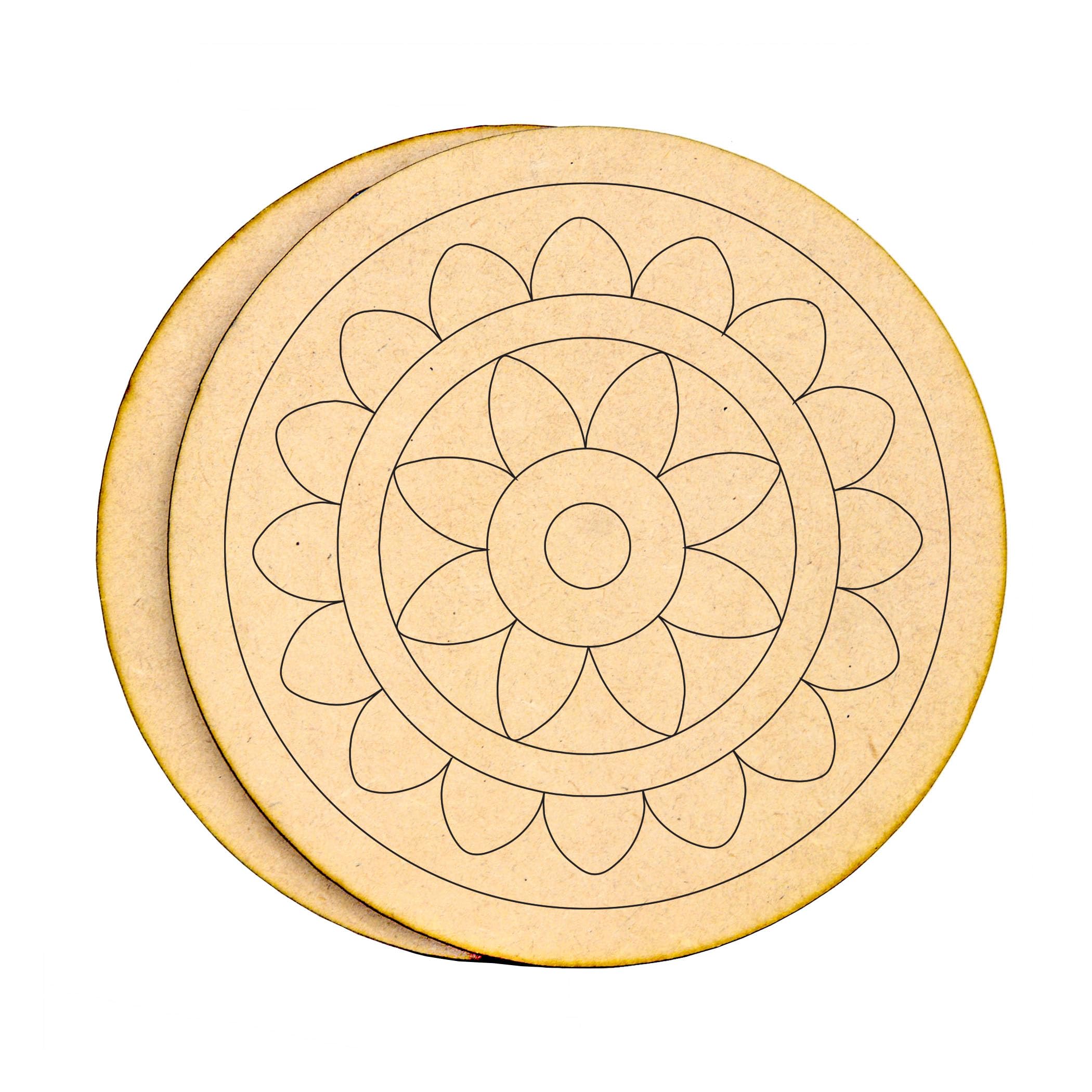 AJANTA ROYAL Premium MDF Mandala Art Board-3.5mm Thick Round Laser Engraved Design | DIY Lippan Art, Mandala Painting, Clay Craft Base | (Set of 2 Pieces) (5"x 5" Inch) (MDL-01)-image-10