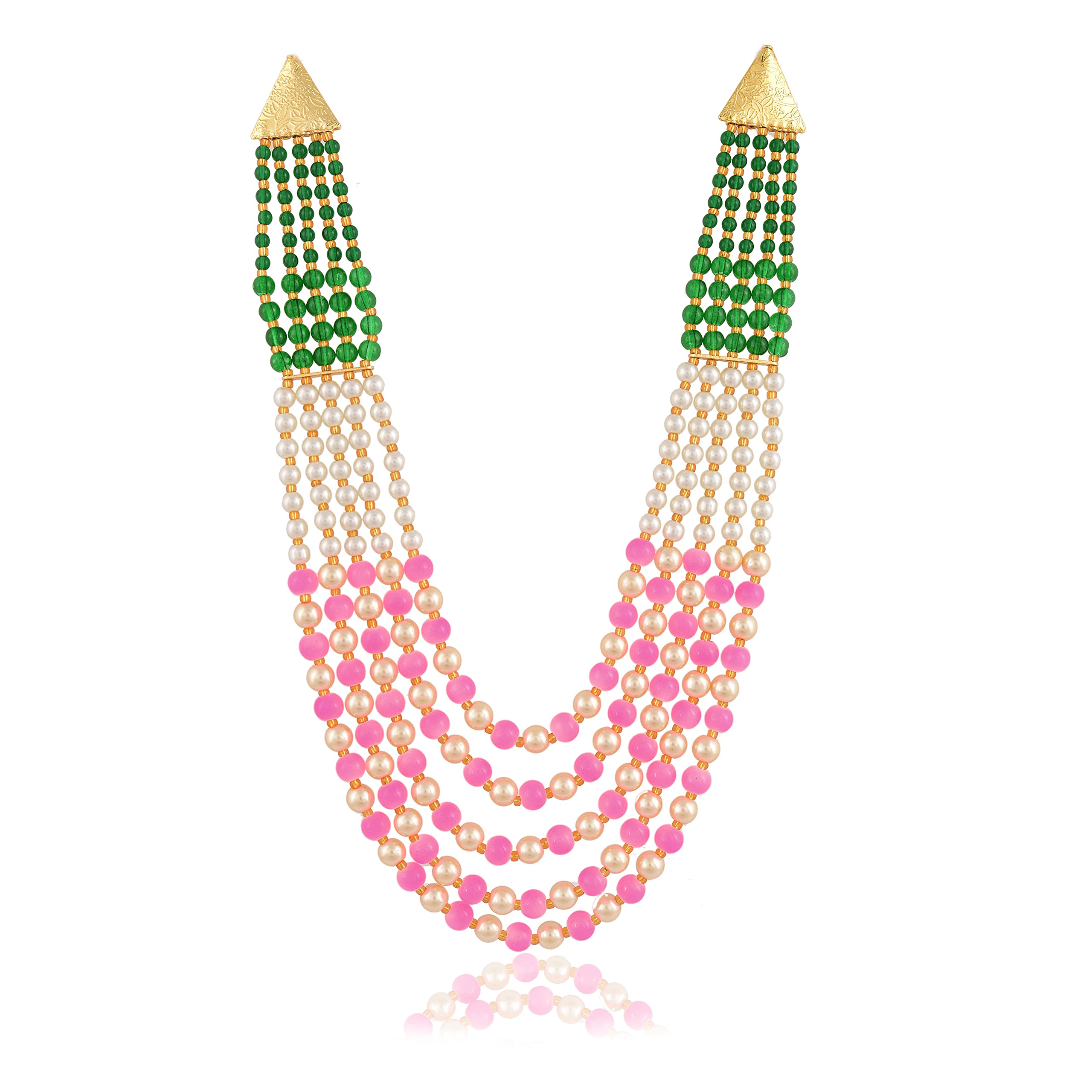 Ratnavali JewelsPearl Green Multi Layer Strand Moti Mala Beads Party Wear Necklace Jewelry Women RVA647