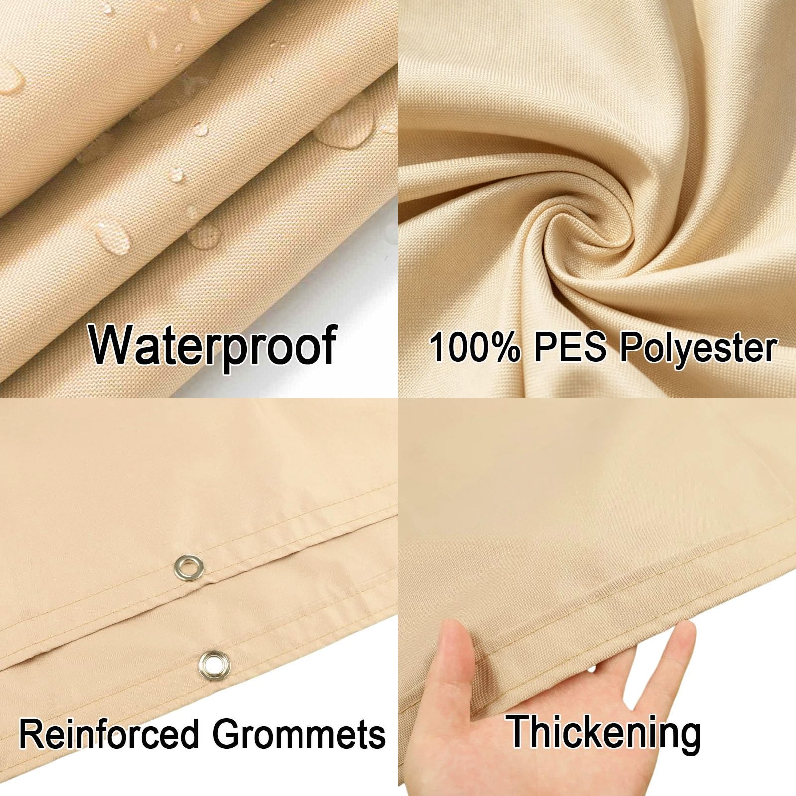 Vela Ombreggiante Impermeabile 120 x 190 cm Protezione Solare Respirante Anti UV Rettangolare Resistente Alle Intemperie Tenda Parasole Rettangolare per Giardino, Color Crema