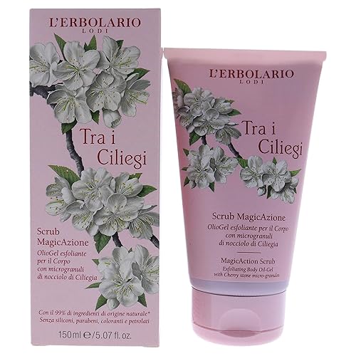 L'Erbolario Tra I Ciliegi MagicAction Exfoliante Corporal  Gel de aceite exfoliante natural con microgránulos de cereza  Deja la piel aterciopelada