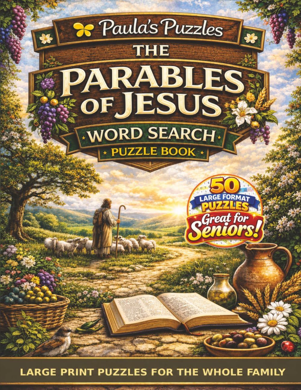 The Parables of Jesus Word Search Puzzle Book – 50 Puzzle LARGE PRINT Edition: Relaxing Puzzles for Seniors… and the Whole Family (Paula's Puzzles)
