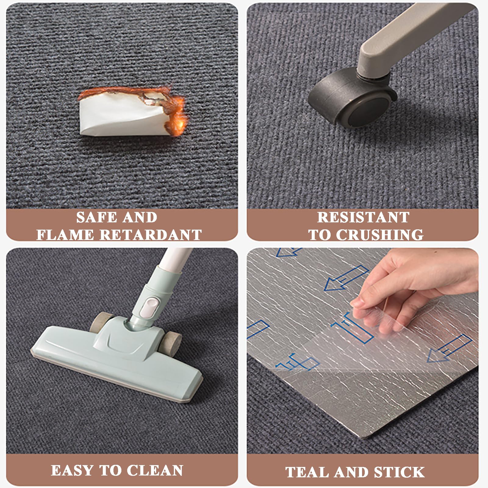 Teppichfliesen, Teppichfliesen Selbstklebend, Teppichboden, Teppich Fliesen, Teppichfliesen Selbstliegend für Büro, Wohnzimmer, Balkon,30 Stück (Size:30 * 30CM(11.81 * 11.81IN),Color:Hellgrau)