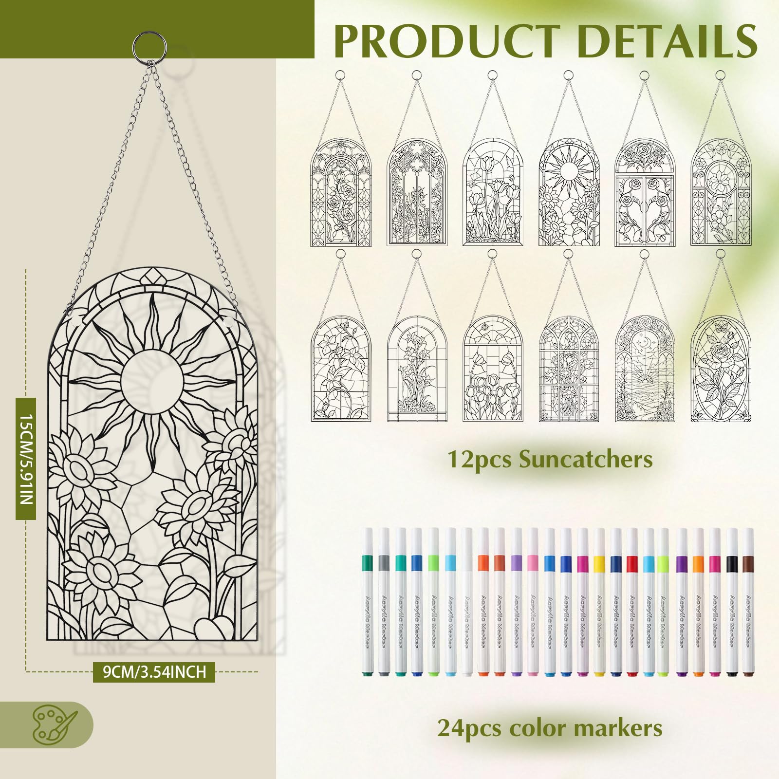 DIY Suncatcher Crafts Kit - Paint Floral Window Art -2