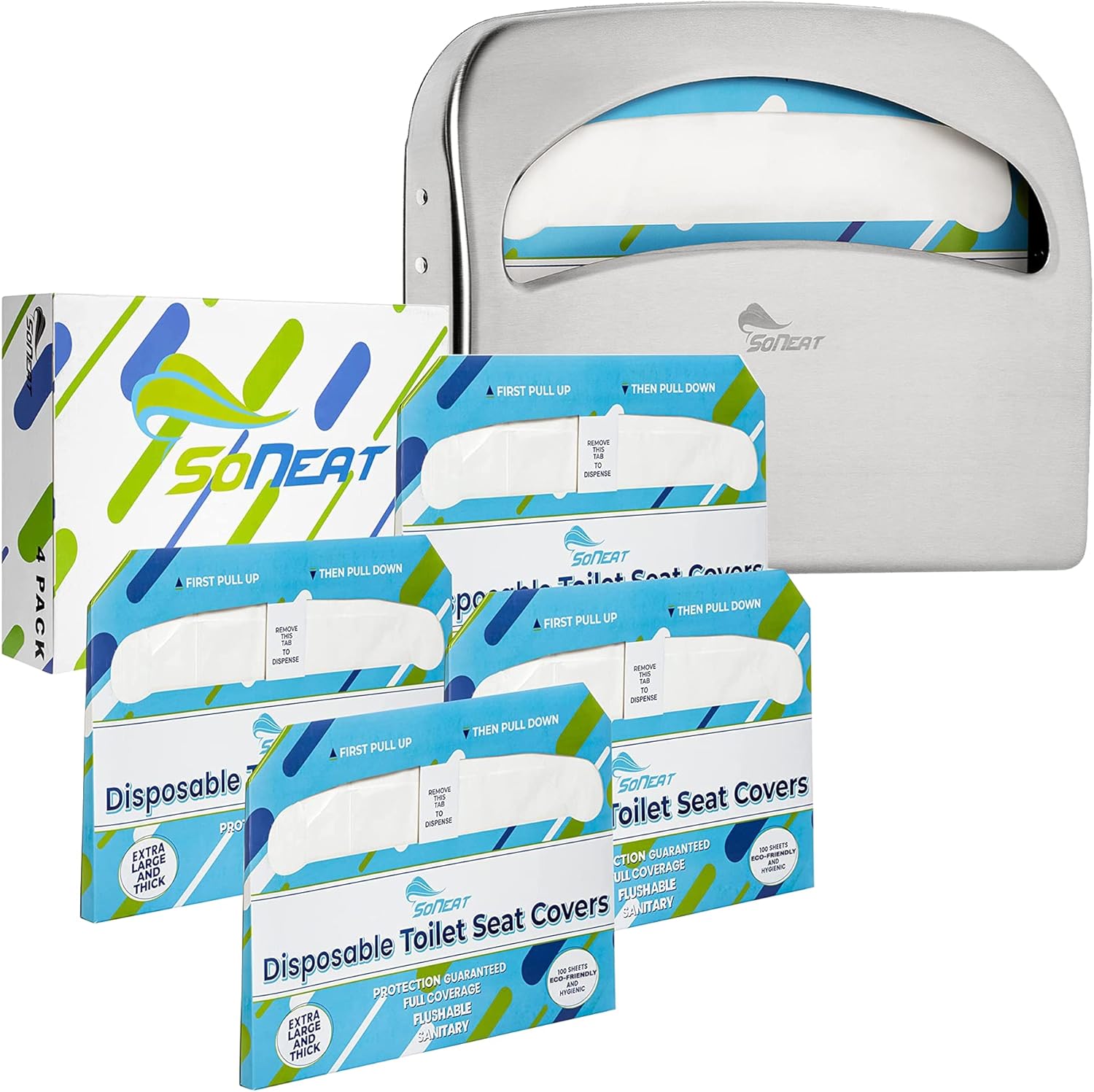SoNeat HalfFold Toilet Seat Cover and Dispenser Set 400