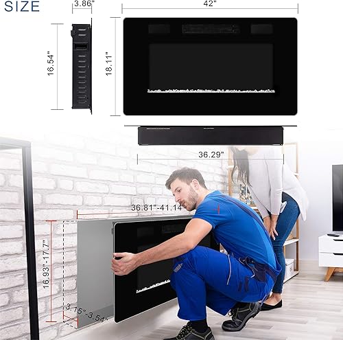 Miniatura 26 de Xbeauty Chimenea eléctrica de 36 pulgadas empotrada en la pared y montada en la pared, calentador de chimenea de 1500 W y chimenea lineal