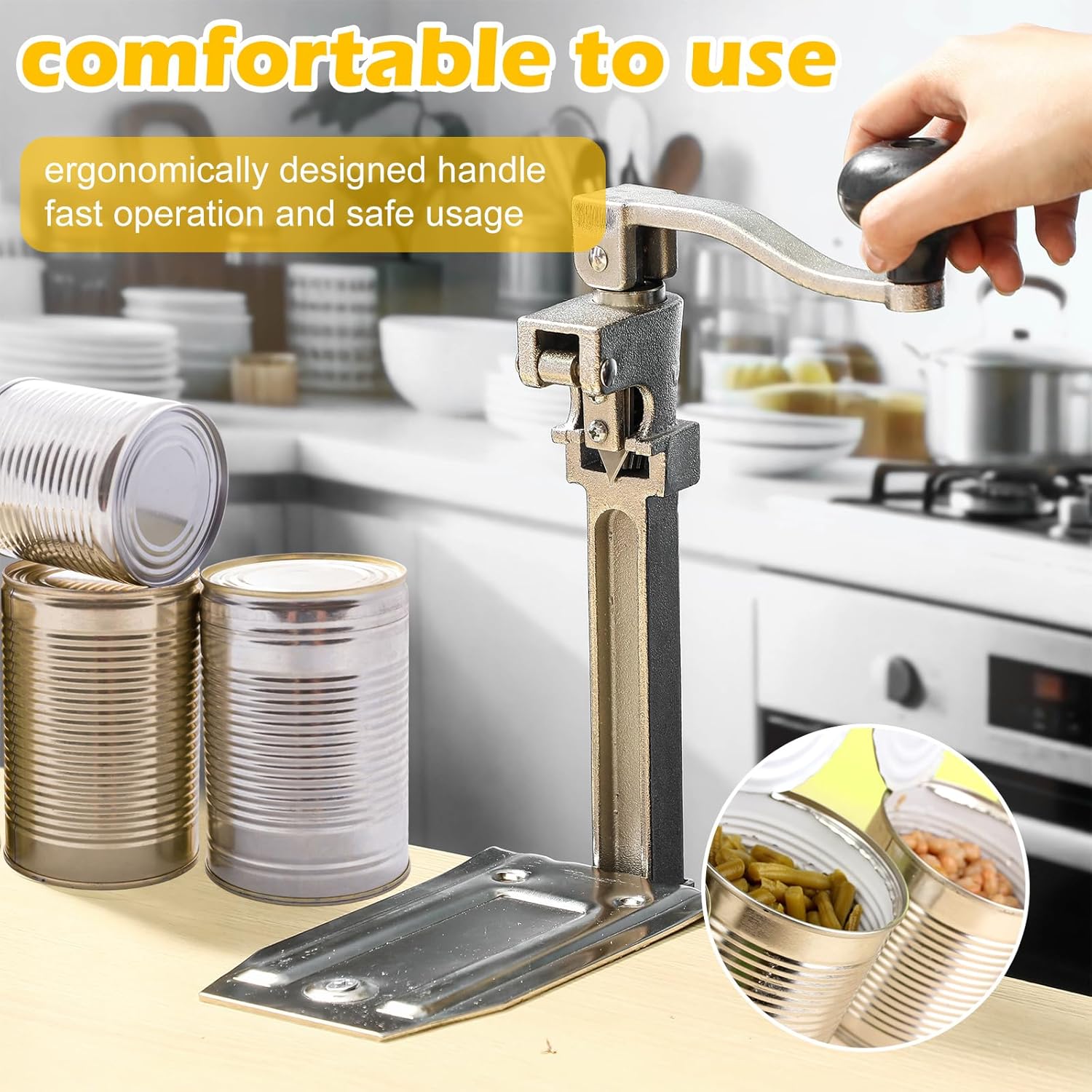 Lasnten 2 Pack Commercial Can Opener 16 Inches Heavy Duty Industrial Manual Can Opener with Plated Steel Base Stainless Steel Blade for Cans up to 10 Inches Tall Restaurant Hotel Food Store