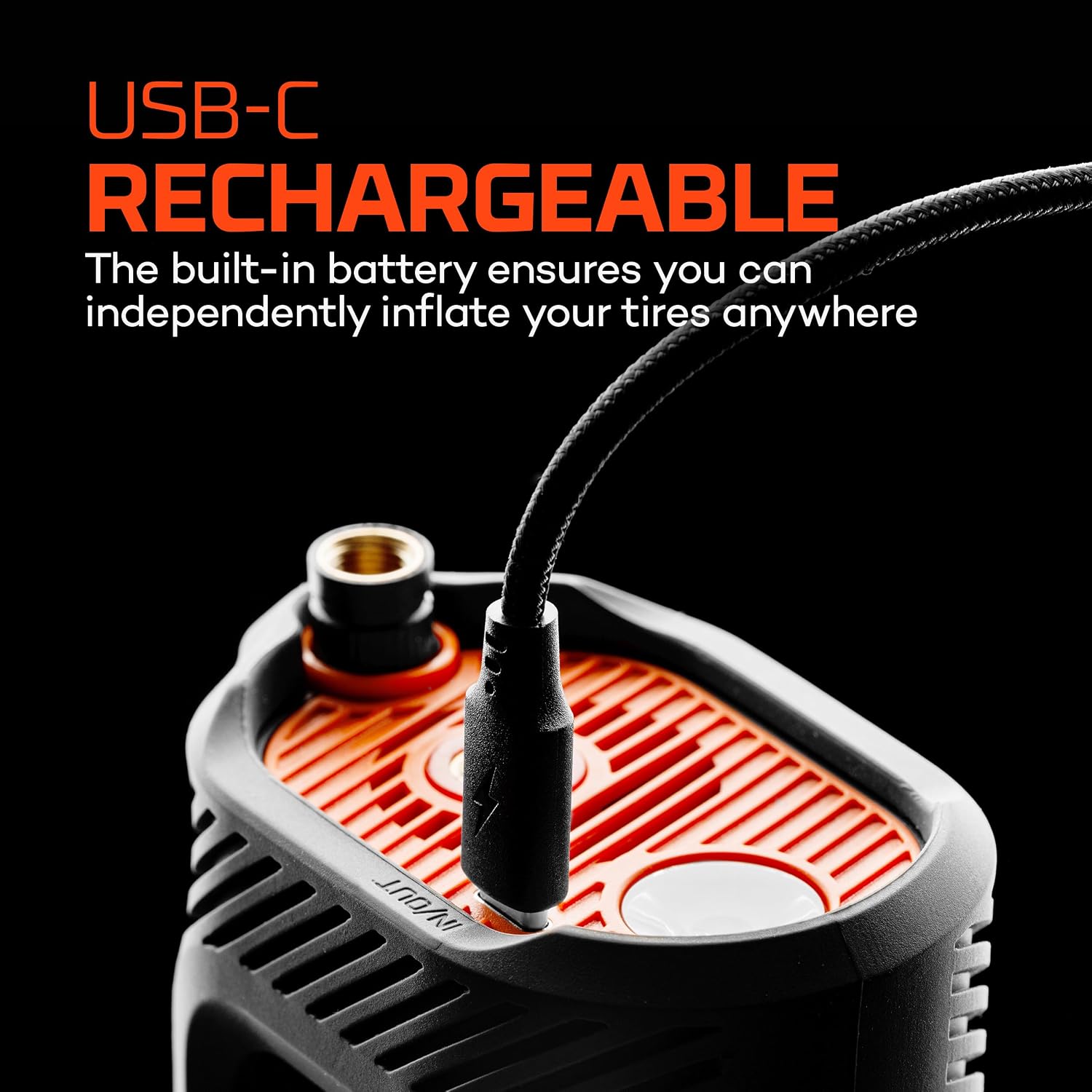 NEBO Assist Mini Air Compressor | 150 PSI Portable Tire Inflator with USB-C Power Bank, Cordless Pump with Auto Shut-Off, Digital Gauge, Rechargeable, LED Light for Car Tire, Balls, and Inflatables