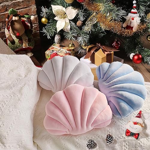 Miniatura 8 de Almohada de conchas marinas, almohada con forma de concha azul claro, decoración de habitación interior y exterior, almohadas de terciopelo serie