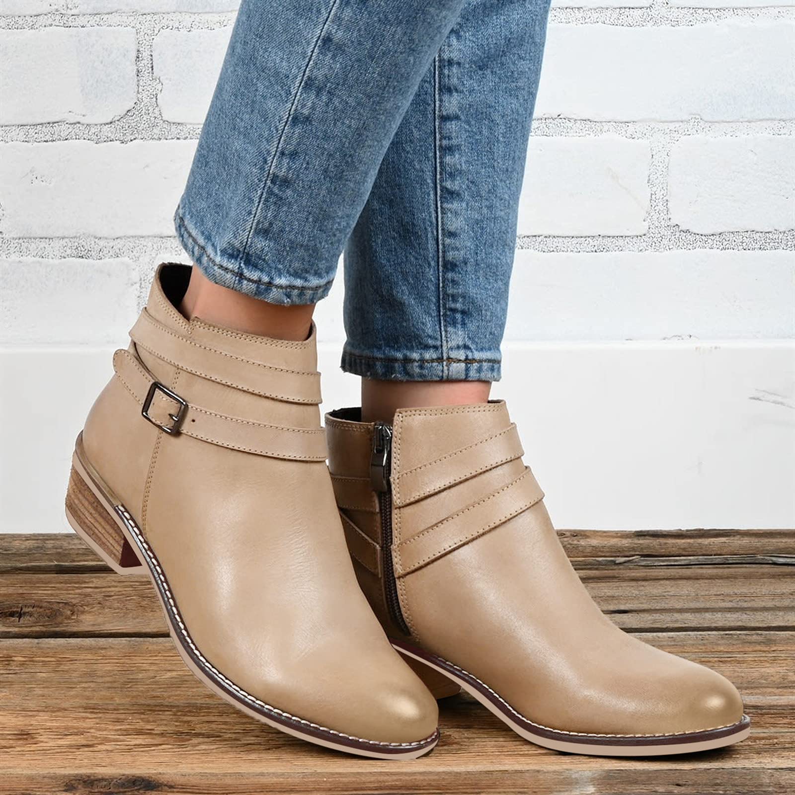 Stivaletti Lacci Pelle Tacchi Rotondi con Punta Corta Scarpe con Cerniera Stivaletti Stivali da Donna Antiscivolo in Tinta Unita Scarpe Pelliccia