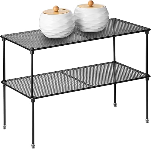 Paquete de 2 organizadores de estantes de armario de cocina para gabinete, organizador de armario expandible y apilable, estante de almacenamiento