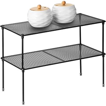 2 Pack Kitchen Cabinet Shelf Organizer for Cupboard Expandable and Stackable Counter Cabinet Organiser Storage Rack for Bathroom Kitchen Laundry Room