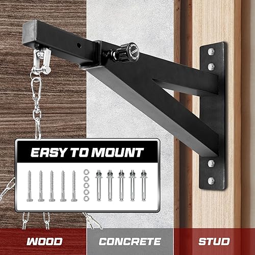 Miniatura 2 de Yes4All Colgador de pared para saco de boxeo, soporte ajustable para bolsa de boxeo resistente para gimnasio en casa, interior y exterior