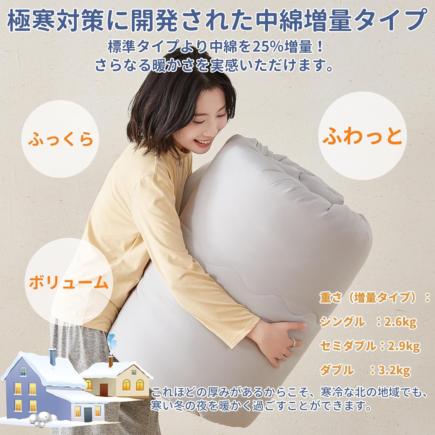 掛け布団 セミダブル 冬 宇宙服素材【エアロゲル】 羽毛より暖かい シンサレート あったか 【沖田総司】 極厚2.9kg ボリュ