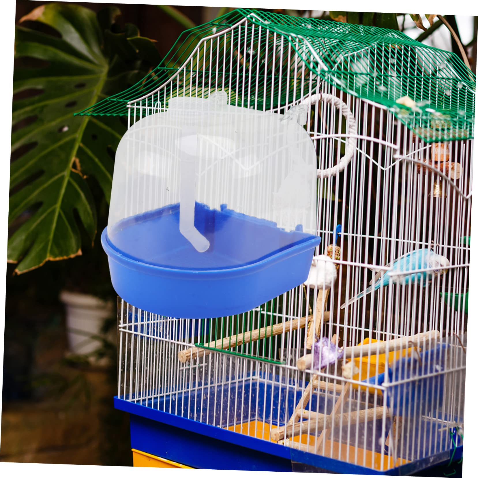 FOMIYES 2 Set Vasca da Bagno Automatica per Uccelli Vasca da Bagno per Uccelli Materiale in PVC Facile da Appendere per Gabbia per Pappagalli Semplice Vasca da Bagno per Uccelli