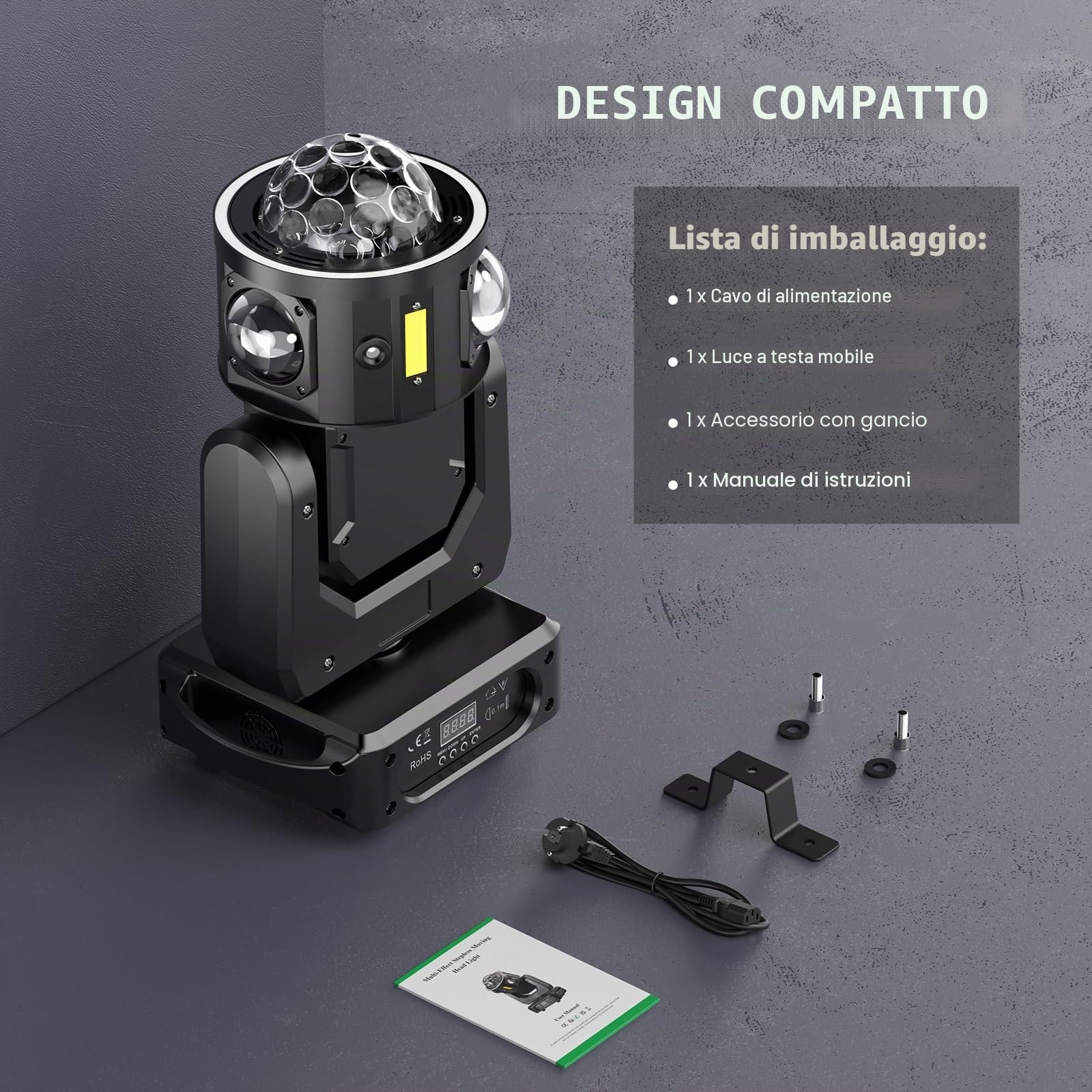 2PCS 150W Teste Mobili LED RGBW DJ Luci 3 assi Rotazione infinita Luci da Discoteca Stroboscopica per Feste Natale Spettacolo Bar Club Palcoscenico
