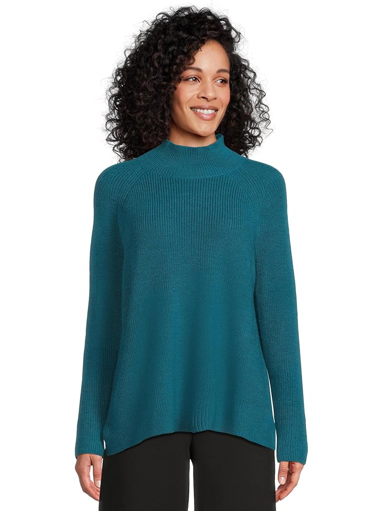 Blue Eileen Fisher Merino Turtle Neck Raglan Sweater