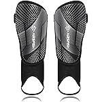Upgraded Soccer Shin Guards for Kids Youth, CE Certified AirsFish Shin Ankle Guard Sleeves Protection Gear for Boys Girls Soccer Games EVA Cushion Reduce Shocks and Injuries (XX-Small, Carbon Black)