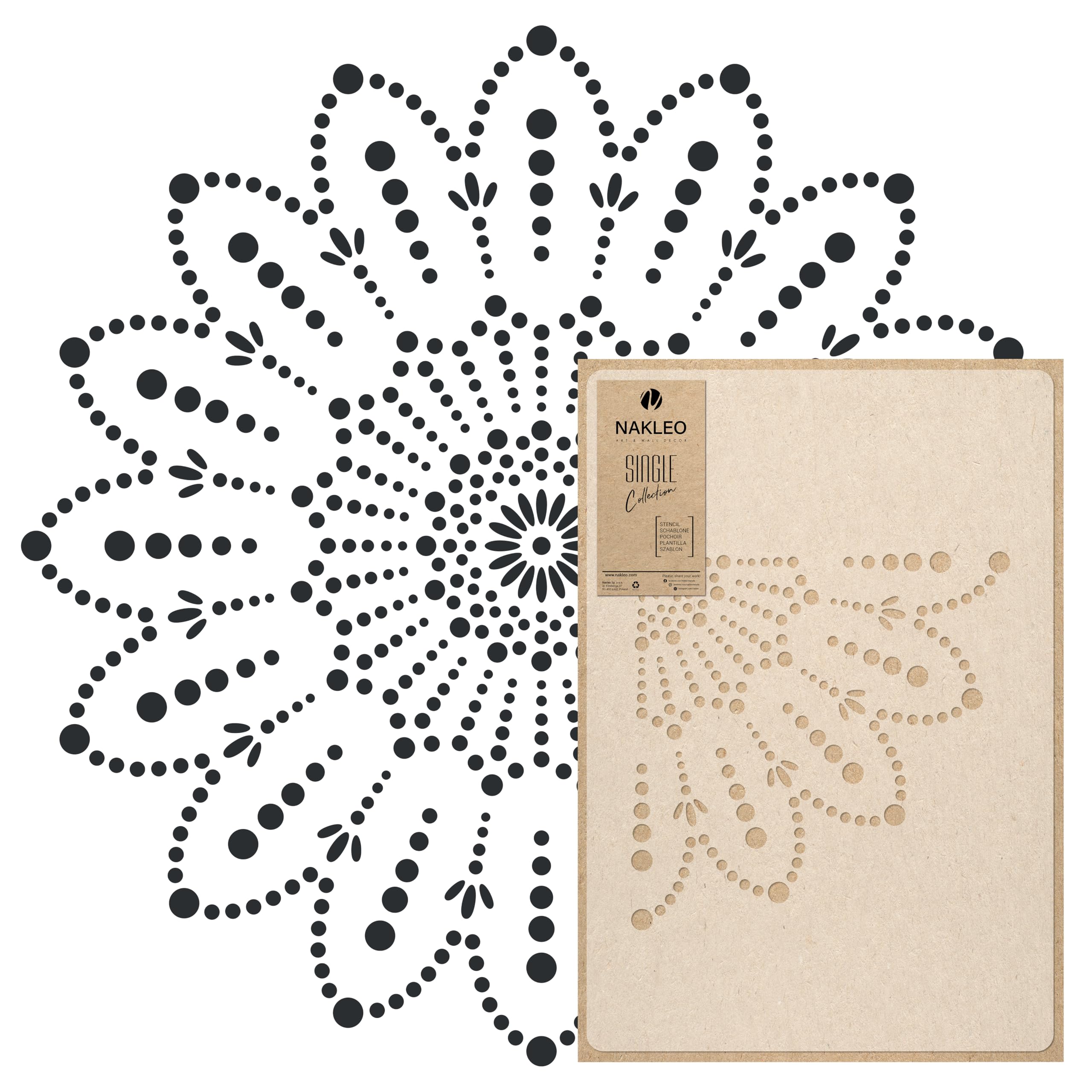 NAKLEO Painting Large Stencil, Diameter 105 cm, Crochet Lace Mandala Stencil, Reusable Plastic Template, Art Craft DIY, Big Geometric Orient Pattern for Painting Wall Floor Wood Fabric Furniture