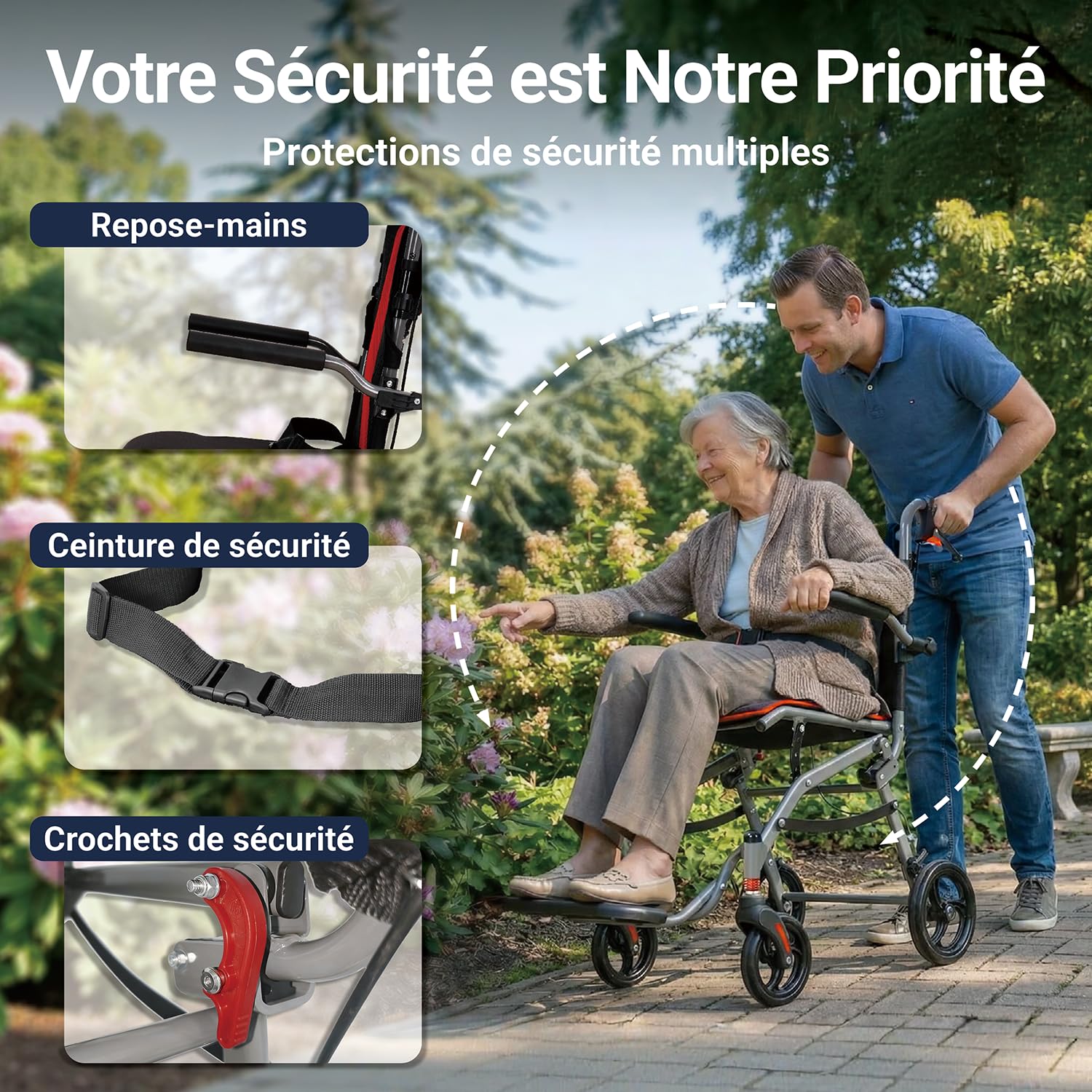fauteuil roulant ultra-léger, pliable, rampe légère, fauteuil roulant de voyage, ultra-léger, étroit, pliable, en aluminium avec 2 roulettes pivotantes, robuste pour un usage domestique