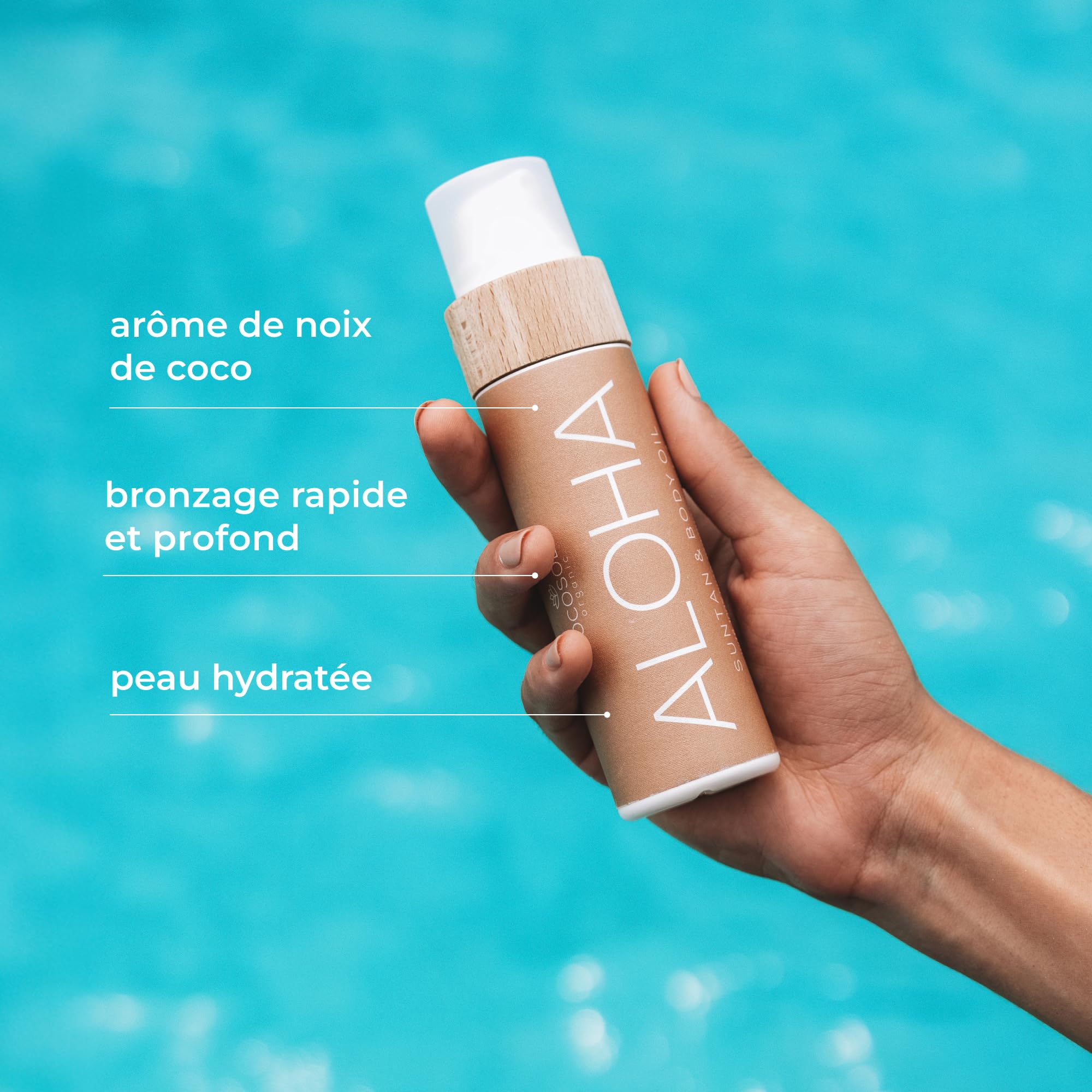 COCOSOLIS ALOHA Accélérateur de Bronzage | Huile Bio à la Noix de Coco pour un Bronzage Naturel | Huile Intense Chocolat | Six Huiles Naturelles