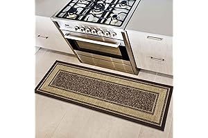 Ottomanson Traditional Non-Slip Washable Brown Rug Runner for Hallways and Entryways