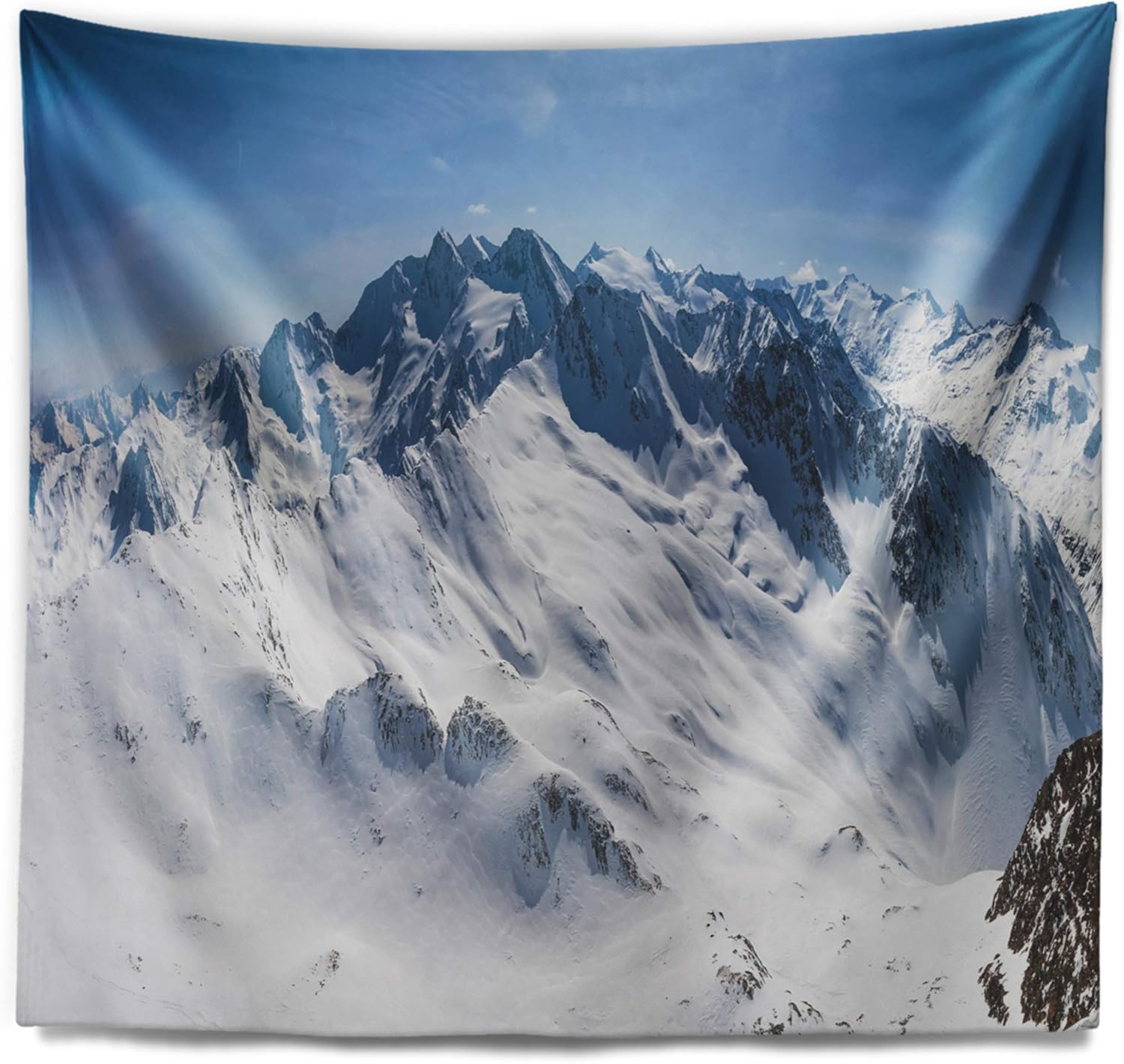 Designart ' Snowy Mountains Panoramic View' Landscape Tapestry Blanket Décor Wall Art for Home and Office X-Large: 92 in. x 78 in