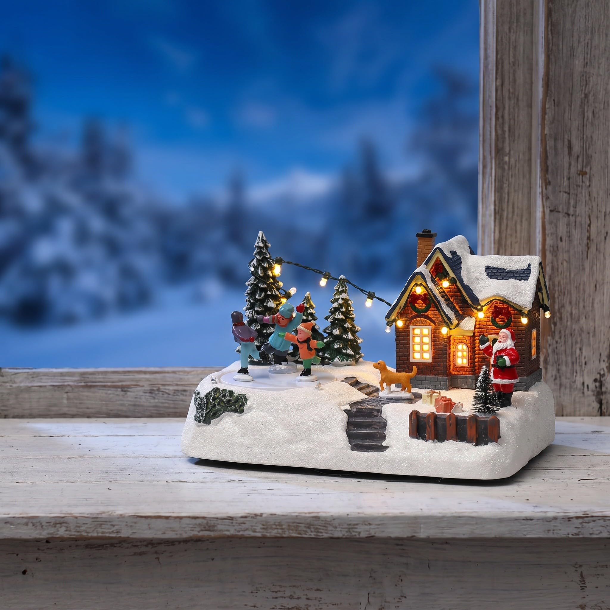 Miniatura Casa Villaggio Neve Natalizio in Resina Luminosa