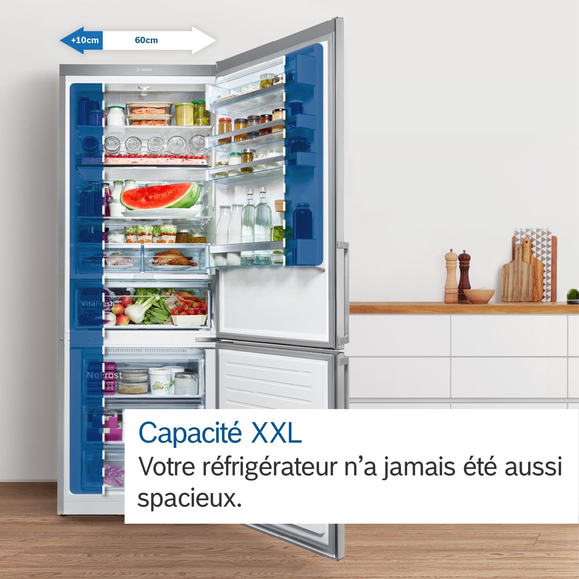Bosch KGN367ICT, Série 4 Réfrigérateur combiné pose-libre, 321 L, 186 x 60 (H x L), Inox anti trace de doigts