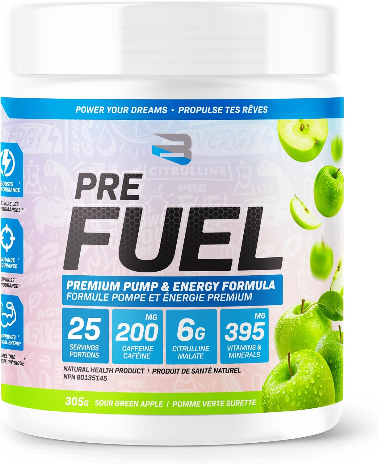 Believe Supplements Pre Fuel - Ultimate All-in-One Pre-Workout with 200mg Caffeine, Laser Focus, Muscle Fullness - Boost Energy, Endurance, and Performance - Gym and Fitness Enhancement - Alpha-GPC, Creatine, Beta-Alanine (Sour Green Apple)