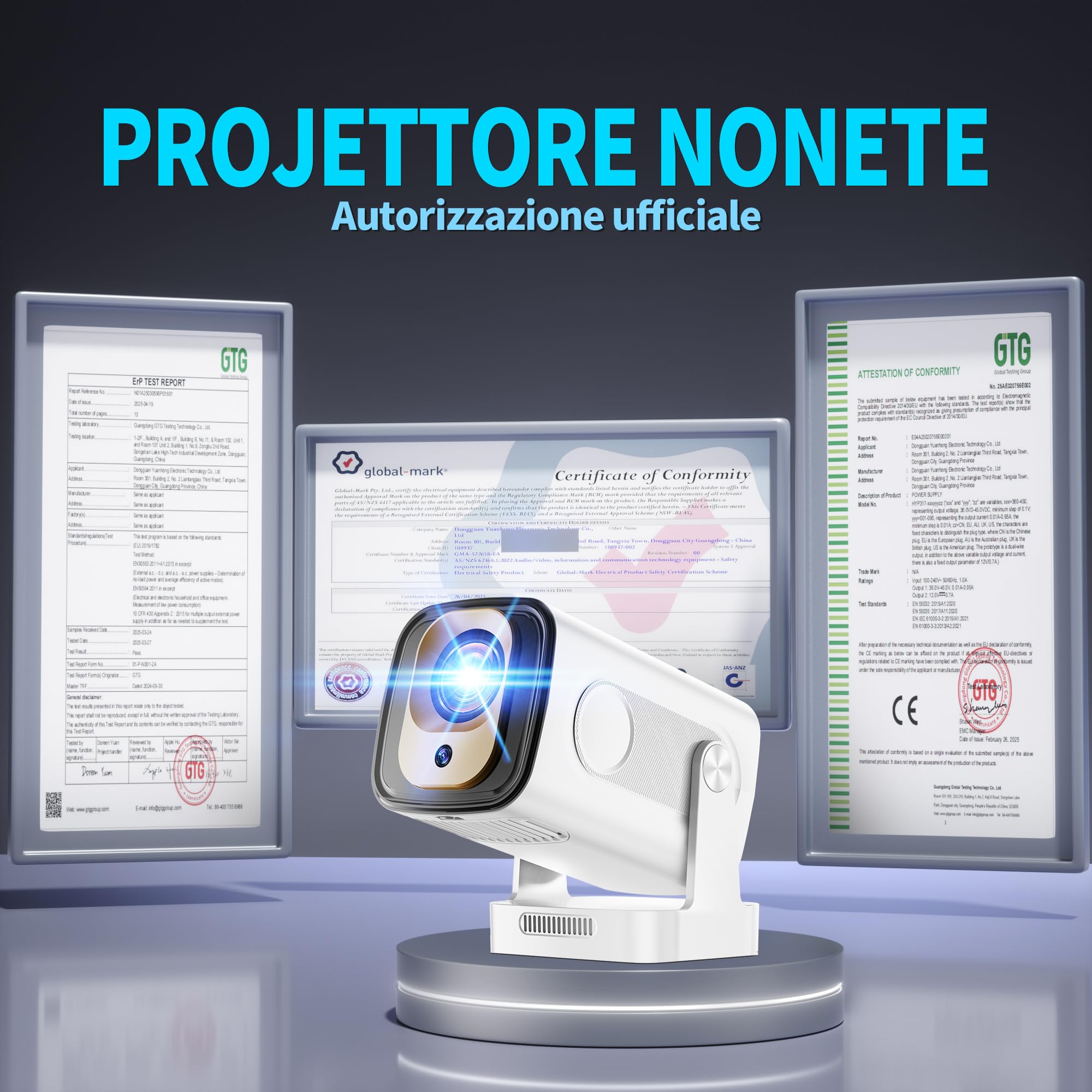Proiettore 1080P FHD[2026 Upgraded] Mini Proiettore Portatile 4K con Bluetooth 5.4 WiFi 6 Projector TV Auto Keystone Videoproiettore con HDMI/Phone/USB/TV Stick/Laptopcon Cavo HDMI & Mouse,Bianco