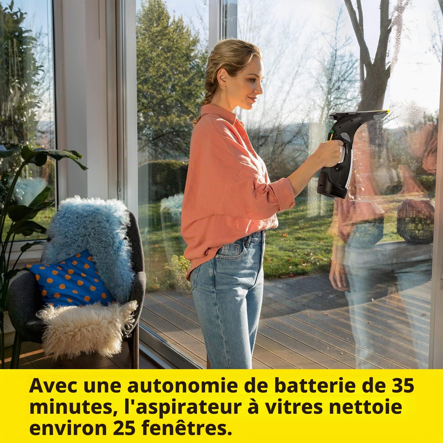 Kärcher WV 5 plus N Black edition, autonomie de la batterie : 35 min, 2 buses d'aspiration - étroite/large, vaporisateur avec housse en microfibre, concentré de nettoyant pour vitres 20 ml