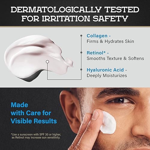 Miniatura 3 de Crema hidratante facial para hombre antienvejecimiento y arrugas fabricada en Estados Unidos colágeno ácido hialurónico vitaminas E y A aceite de