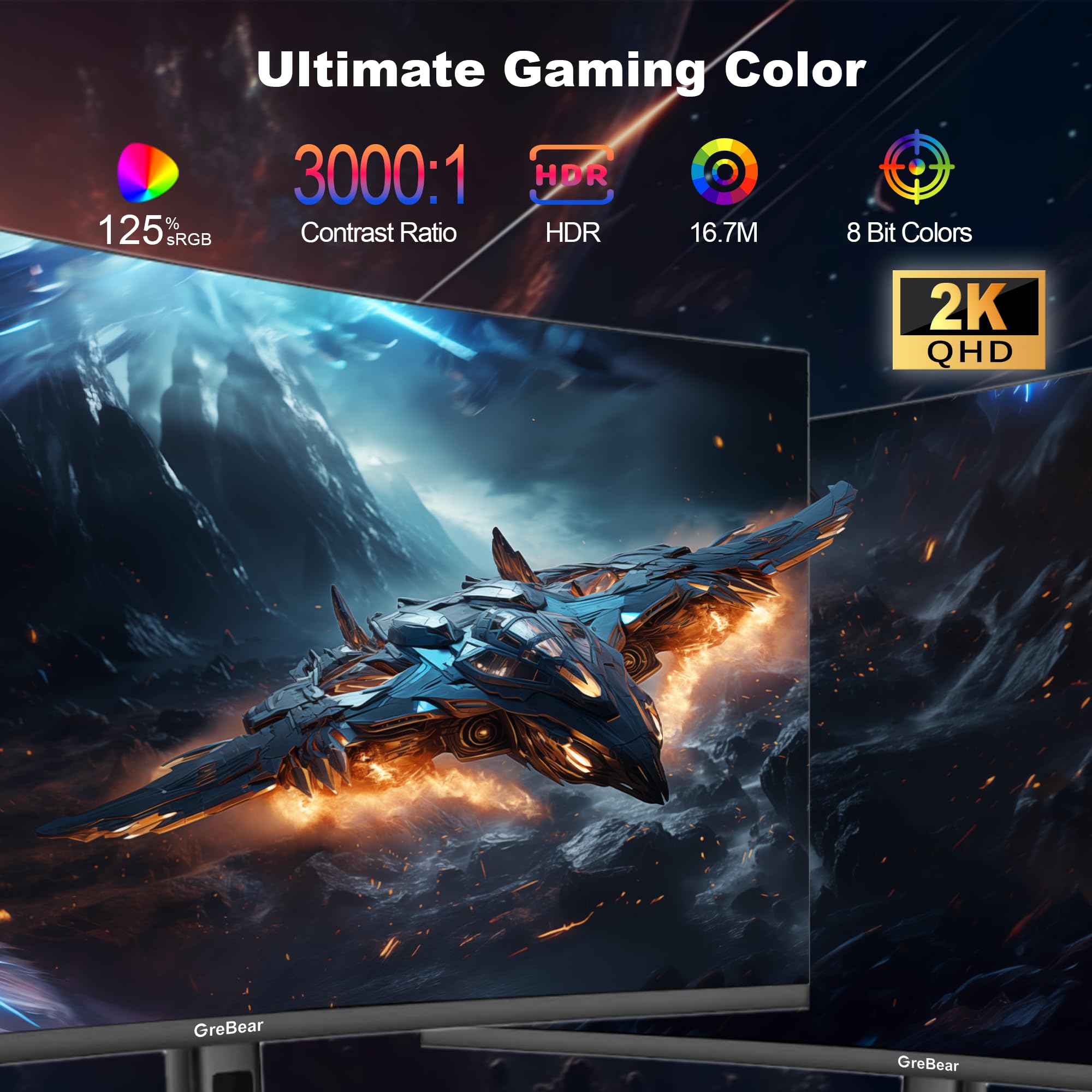 Amazon.com: GreBear 27 Inch Curved Gaming Monitor 180HZ QHD Height