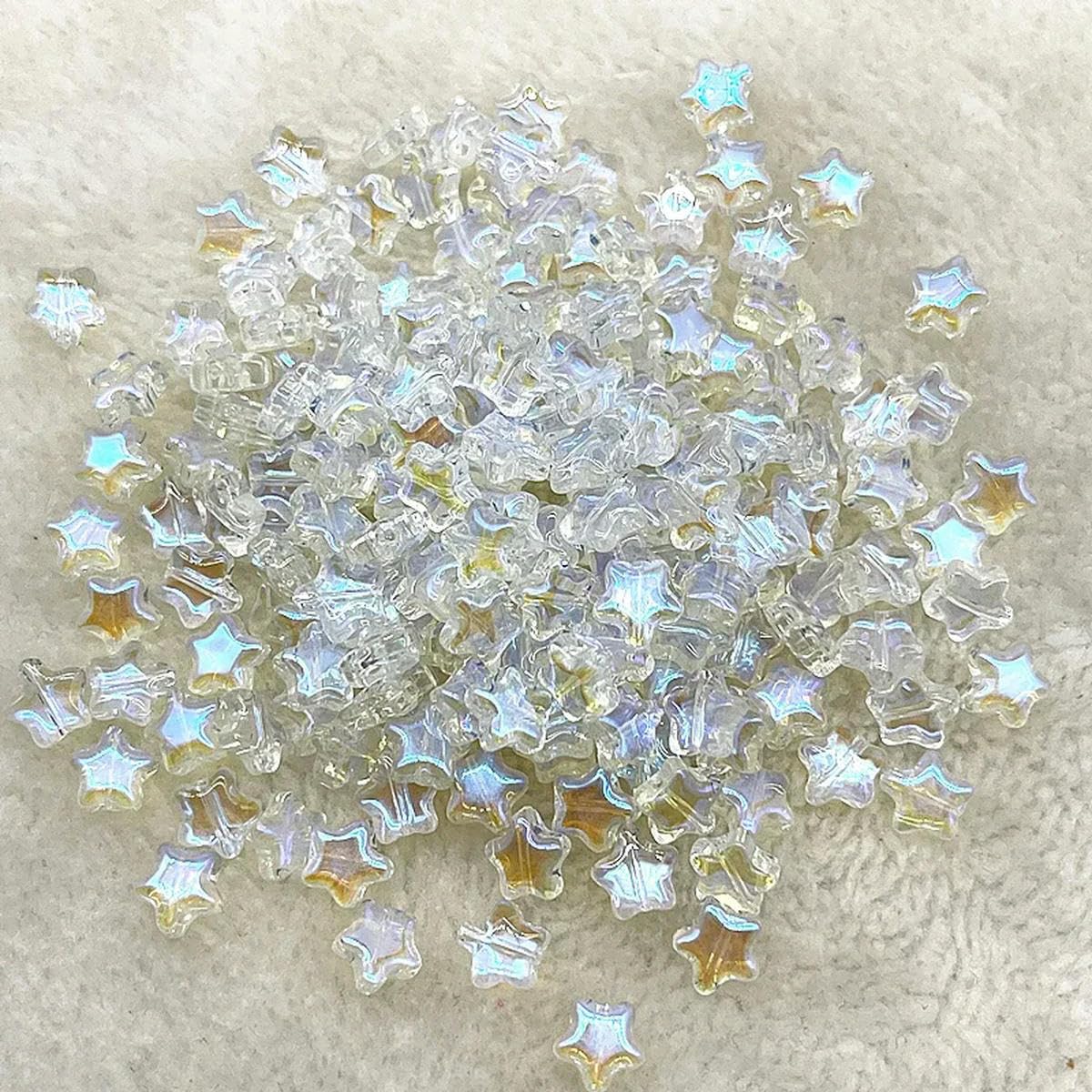 HUIOYG 30pcs 8mm Star Glass Beads Loose Spacer Bead for Jewelry Making Bracelets