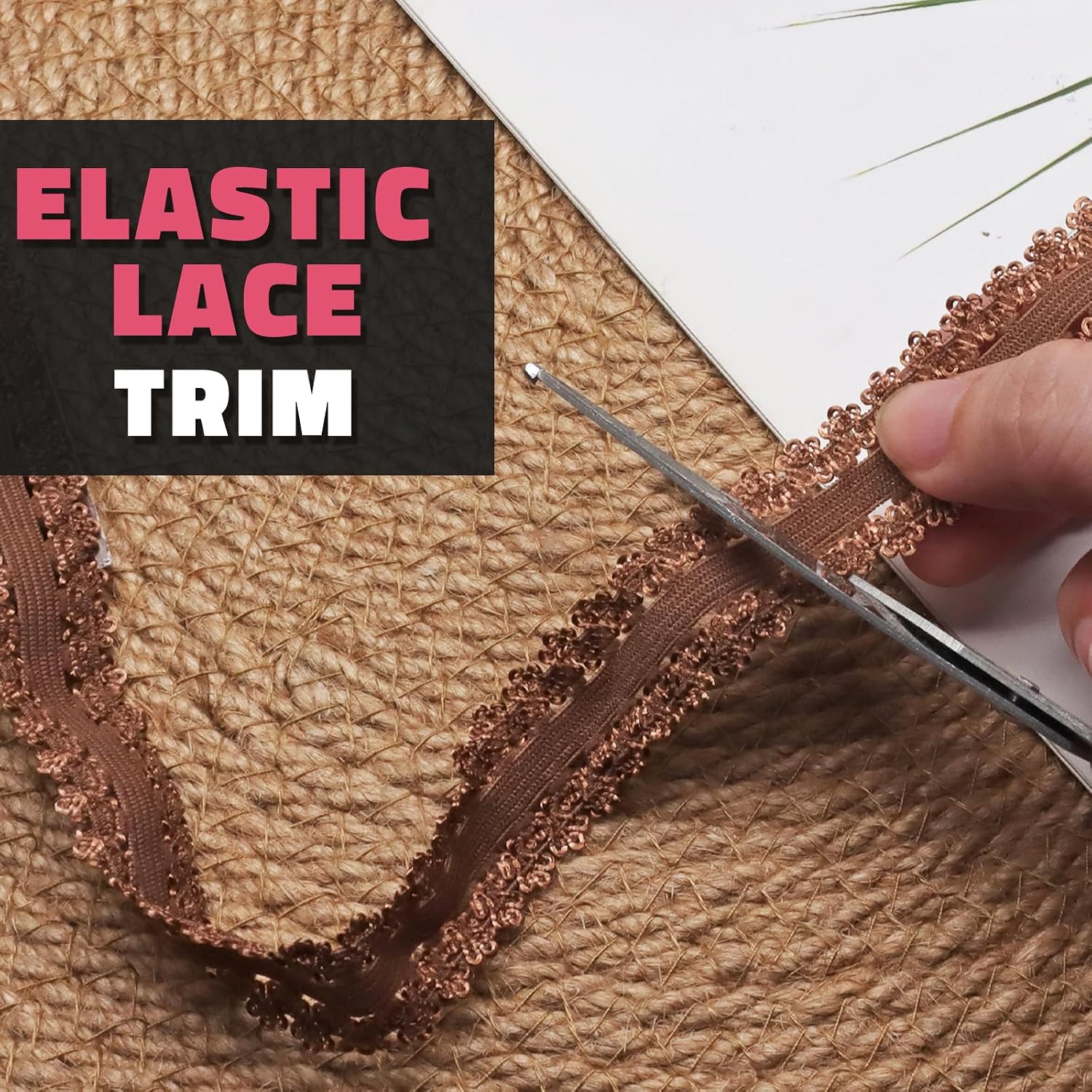 Luomorgo Elastic Stretch Lace, Brown, 3/4 Inch Wide, 20 Yards