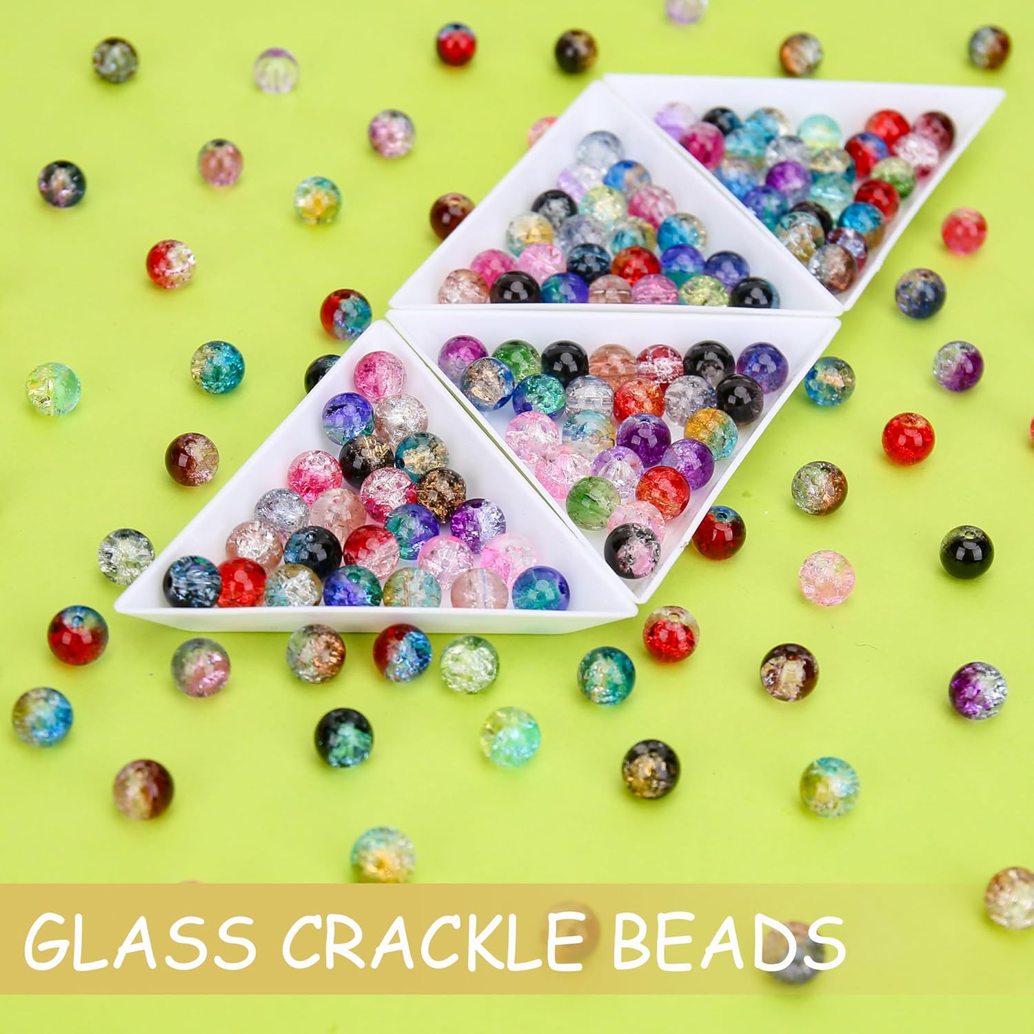 BONNY BOXX 1200 PCs 8mm Round Glass Beads for Jewelry Making, Bulk Crystal Beads in 48 Assorted Colors, Crackle Glass Beads for Bracelets, Necklaces, Earrings, Jewelry Design & DIY Art Projects - Image 4