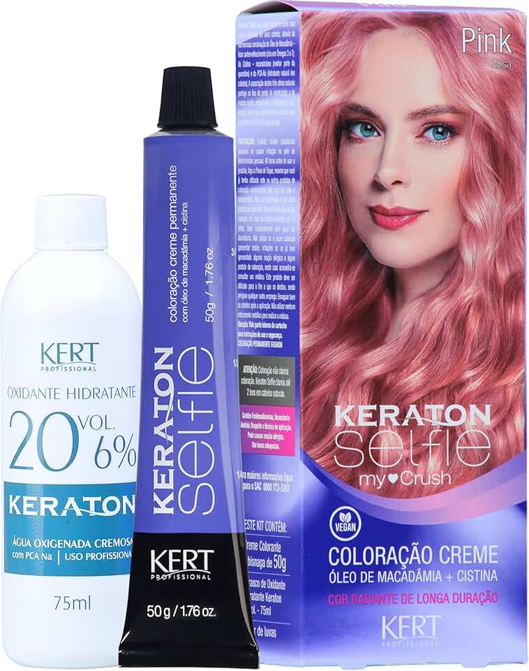 KERT Coloração Permanente Em Creme Para Cabelos Com Cistina E Óleo De Macadâmia Selfie My Crush 50G Keraton Pink/Rosa