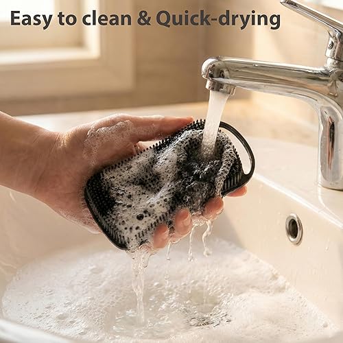 Miniatura 4 de 2 piezas de cepillo corporal de silicona, cepillo de baño y ducha exfoliante 2 en 1, esponja de loofah de silicona suave para piel sensible,