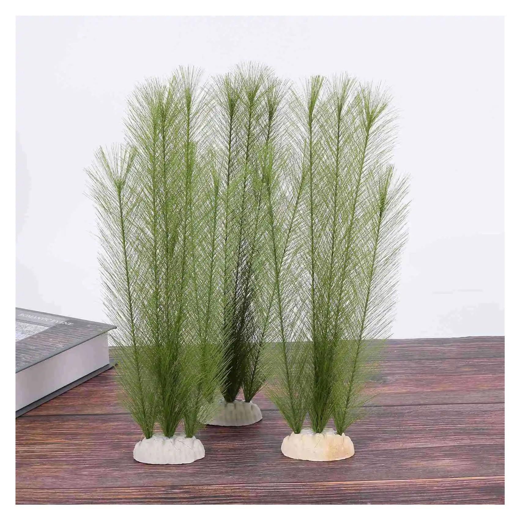 Plantas artificiales de acuario ABS tela seda | Decoración de pecera verde: plantas artificiales