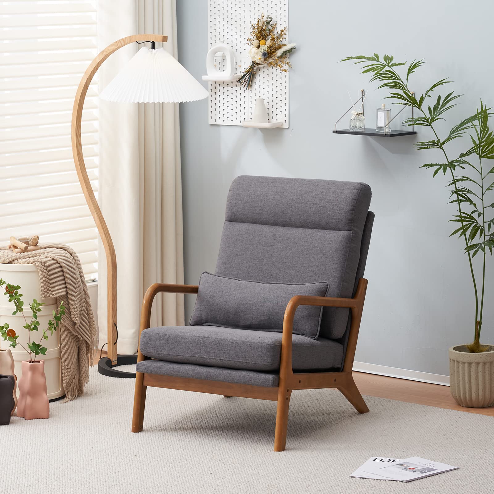 Amazon.com: Bonnlo High Back Linen Dark Grey Mid Century