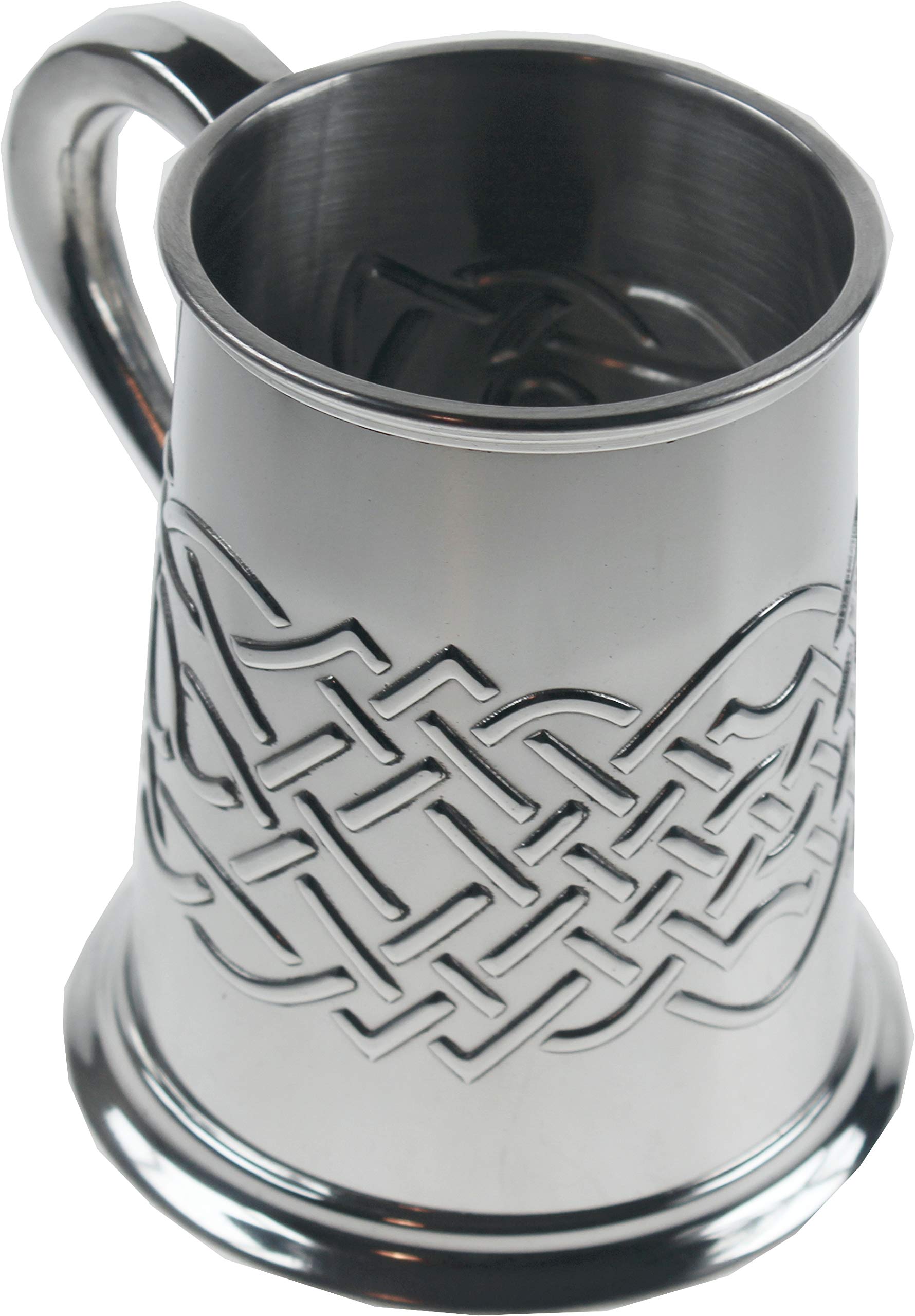 Wentworth Pewter Chope en étain à nœud celtique d'Islay en relief, chope à bière, anniversaire, fête des pères, cadeau de mariage