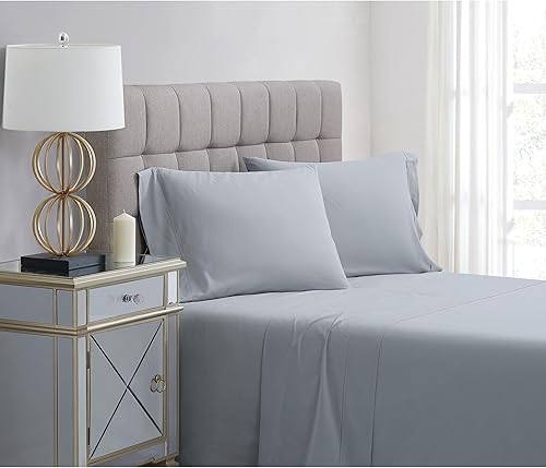 Charisma Percale Cotton 400 Thread Count, Standard Pillowcase, Grey