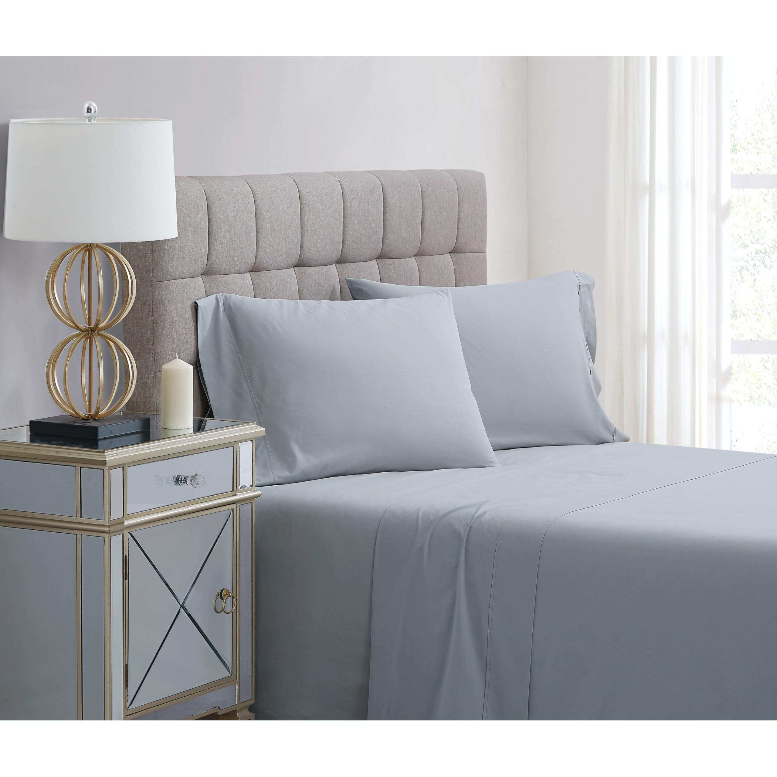Charisma Percale Cotton 400 Thread Count, Standard Pillowcase, Grey