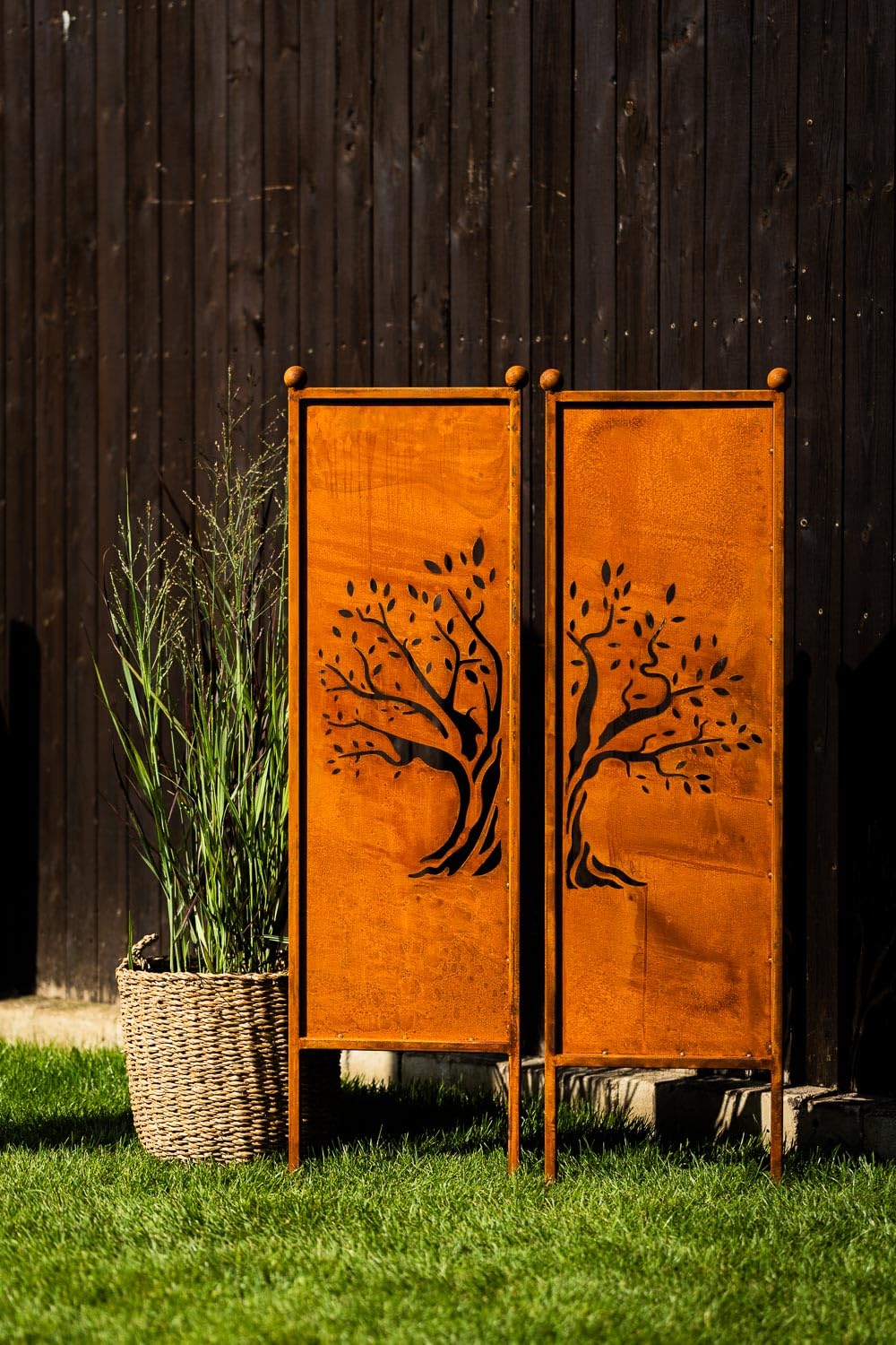 Plaque de jardin en patine à emboîter - Décoration de jardin rouillée - Fleurs - Décoration de jardin