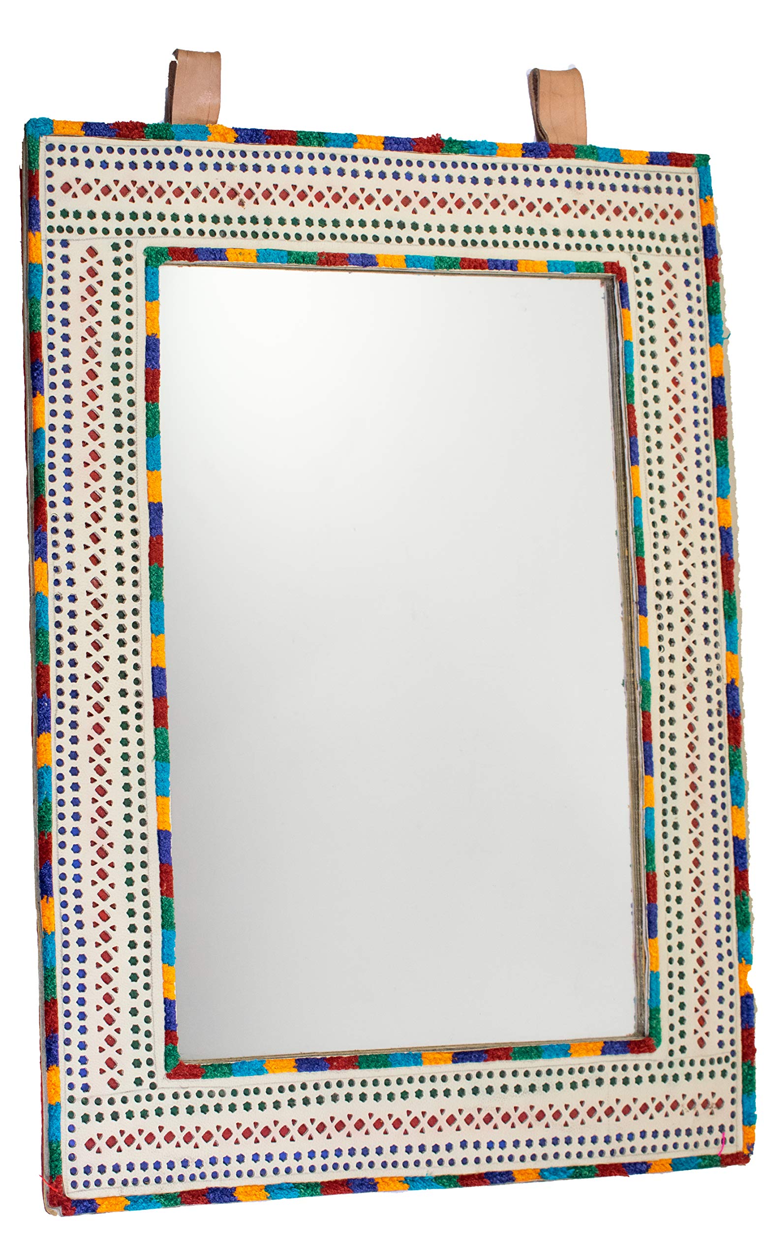Ethnics of Kutch REXINE Leather Craft Punch Work Handcrafted Decorative Mirror Mirror EK-MRR-0007 Very Large (Size : 1.5 Ft (45 cm) x 2 Ft (60 cm))