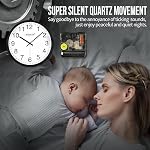 WISKALON 12 inch Horloge murale, Silent Non-Ticking Simple Black Frame Clock, Classic Digital Horloge murale avec verre, batterie d'horloge ronde utilisée pour salon chambre à coucher de bureau Decor