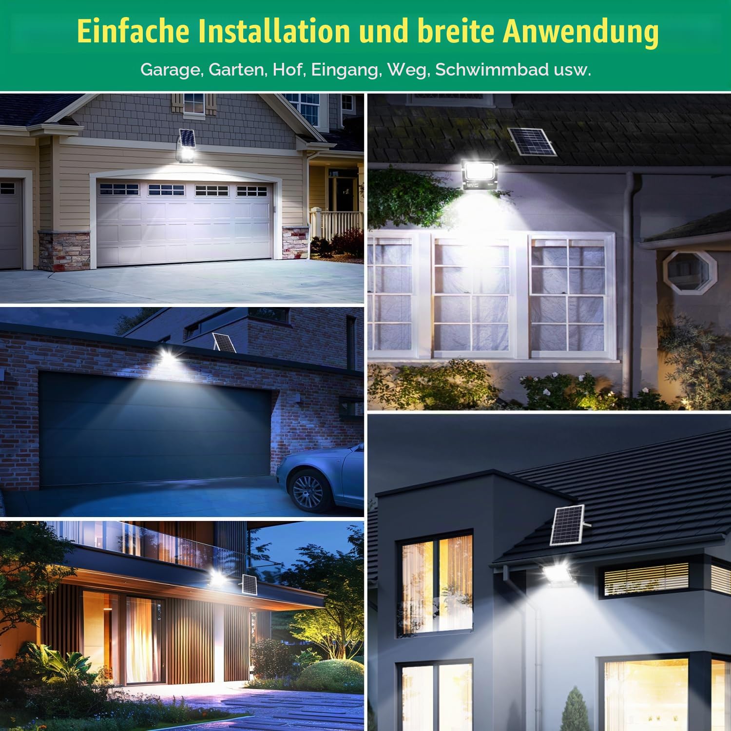 Aigostar-Solar LED Strahler Außen mit Große Solarpanel,5 m Kabel,Dimmbar 3000K/4500K/6500K,8000mAH,Große Batteriekapazitä,IP66,Solarlampen für Außen Gärten,Solarleuchte mit Fernbedienung,2 Stück